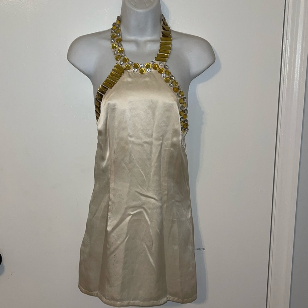 NWT Julien Chambon elegant top cream sparkly stones size S